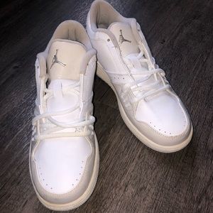 All white Nike Jordan’s